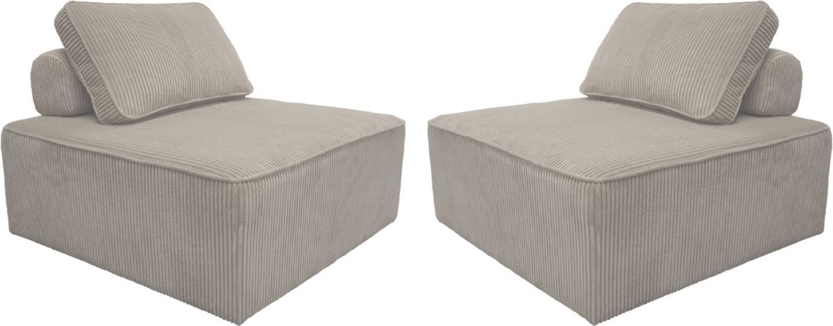 sweeek - Set van 2 fauteuils voor modulaire bank corduroy 1 zitplaats l 90 x b 90 x h 78cm - lao