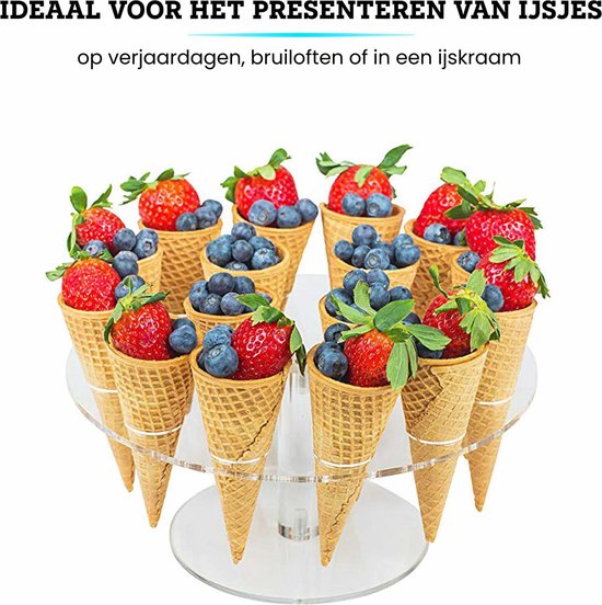 IJshoorntjeshouder - Wafelkegelhouder met 3 gaten,Acryl Ijsje Houder IJshoorntjeshouder - Wafelkegelhouder met 3 gaten,Acryl Ijsje Houder