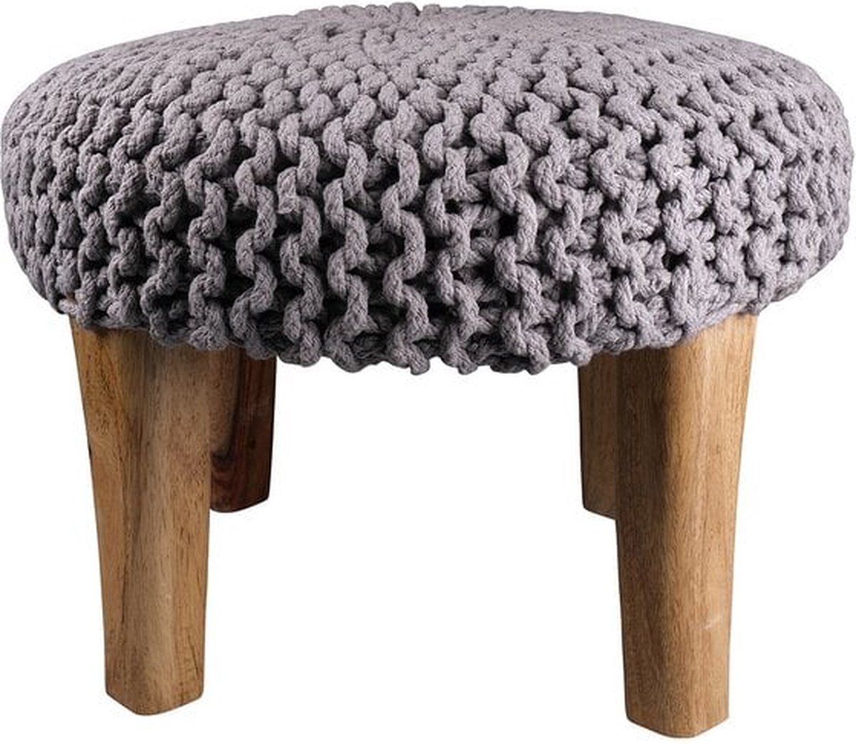 Linen & More Knitted Footstool Dar | 40 X 40 | Sierkussen Voor Woonkamer Of Slaapkamer paars