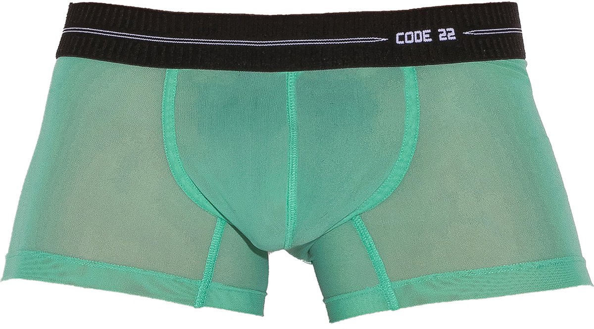 CODE 22 Sheer Mesh Trunk Green - MAAT S - Erotisch Heren Ondergoed - Boxershort voor Man - Sexy mannen Boxershort