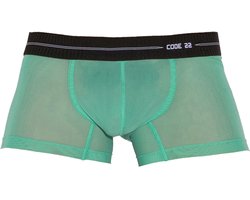 CODE 22 Sheer Mesh Trunk Green - MAAT S - Erotisch Heren Ondergoed - Boxershort voor Man - Sexy mannen Boxershort