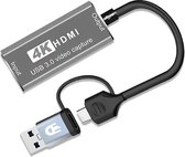 Drivv. Video Capture Card - Game Capture Card - 4K 30Hz - USB 3.0 en USB-C - Geschikt voor PlayStation, Xbox, Nintendo, Windows, MAC