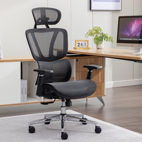 SIHOO Doro C300 Ergonomische bureaustoel met ultrazachte 3D-armleuningen, dynamische lendensteun voor thuisbureaustoel, verstelbare rugleuning bureaustoel (zwart