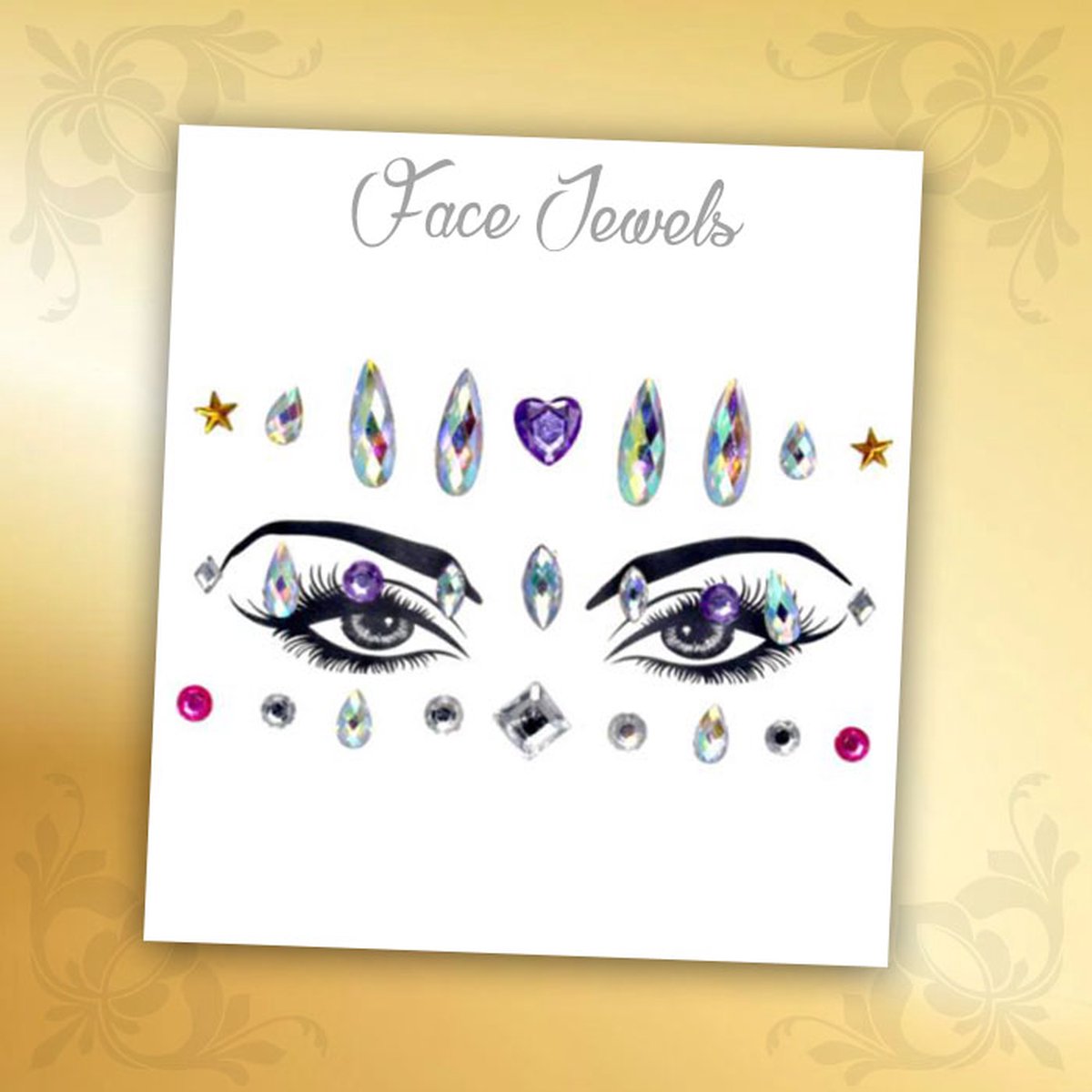 Glitter Face Jewels Diamant - Festival Zilver Glitters - Steentjes Strass met Plaklaag - Plak Diamantjes voor Lichaam en Gezicht - Rhinestone Diamonds Gems Euphoria - Versiering Make-up