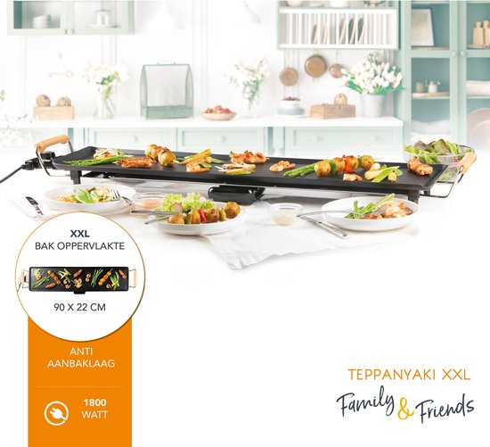 DOMO DO8313TP Teppanyaki XXL - Bakplaat 90 cm - 1800 W - Houtlook — afbeelding 2