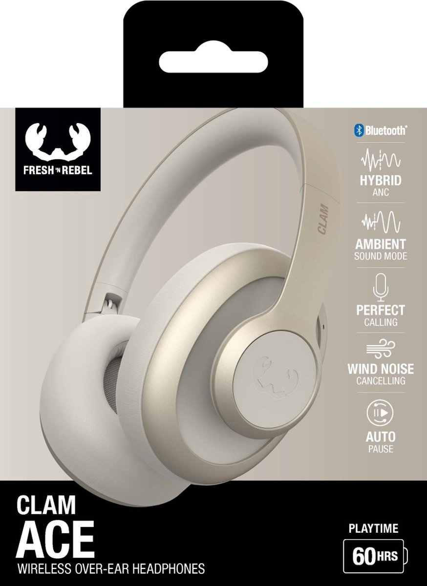 Afbeelding 3 van Fresh 'n Rebel Clam Ace – Draadloze Bluetooth Koptelefoon met Active Noise Cancelling - 60 uur Speeltijd - Met volume wiel - Silky Sand