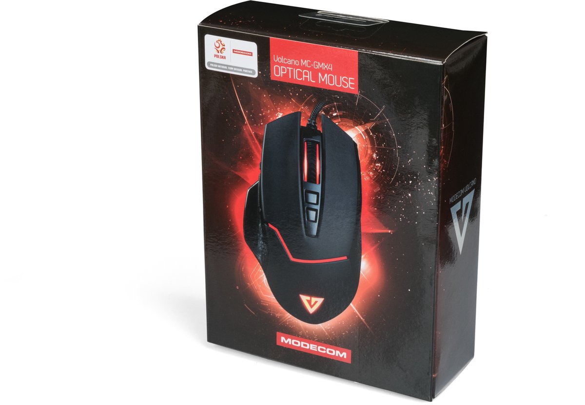 Modecom MC-GMX4 USB Optisch 7200DPI Rechtshandig Zwart, Rood muis