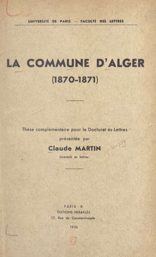 La commune d'Alger (1870-1871)