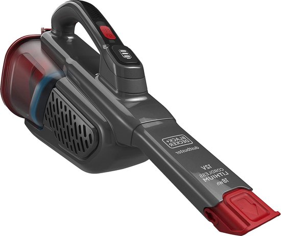 Foto: Bhhv315b lithium dustbuster met cyclonic action voor 12v accu handstofzuiger met uittrekbare kierenzuiger en laadstation zakloze snoerloze stofzuiger met lange zuigmond titanium rood handstofzuiger