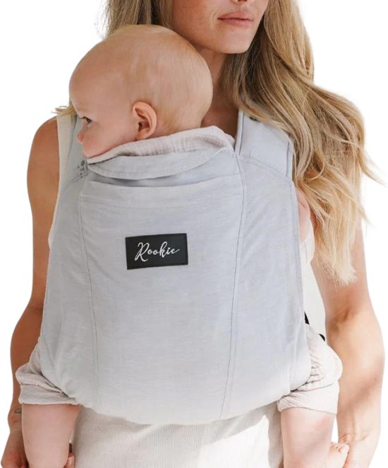 ROOKIE Baby Konnekt draagzak - Design buikdrager en rugdrager - Comfortabel en ergonomisch - Babydrager vanaf Geboorte - Ook voor Peuter - Biologisch katoen (Grey)