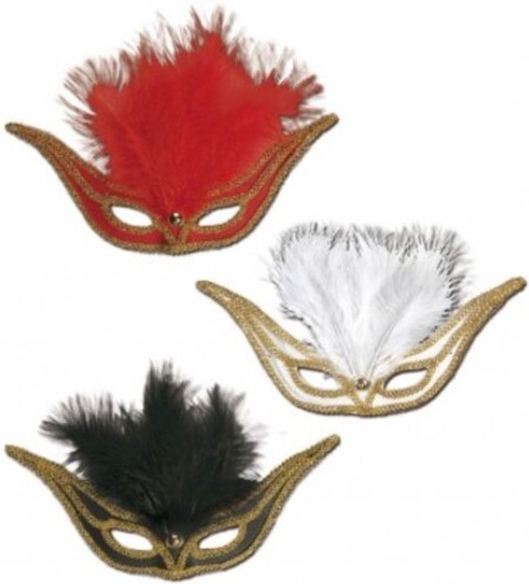 Goedkoopste Feather mask oogmasker zwaluw met pluimen rood(1 stuk