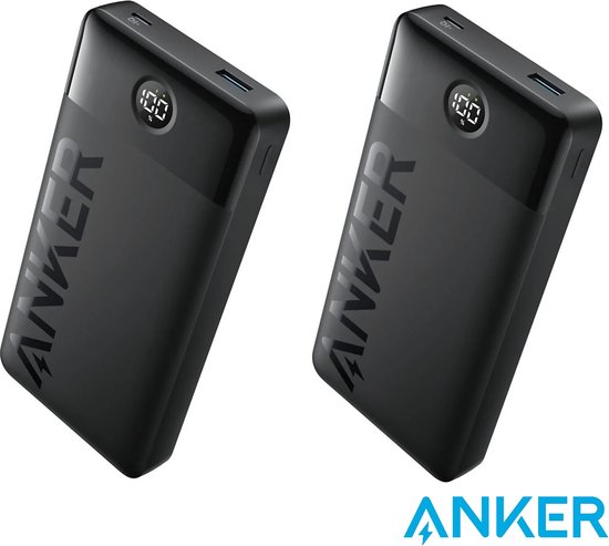 2-pack Powerbank 20.000 mAh met Display - Zwart - 15W - 2-pack - €69,00