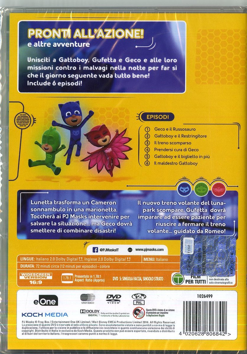 PLAION PJ Masks DVD Engels, Italiaans