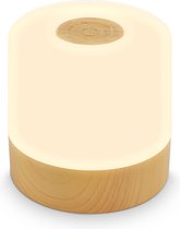 B.K.Licht - Oplaadbare mini Tafellamp - met USB-C - draadloos - dimbaar - buitenlamp - 7x7 cm - houtkleurig