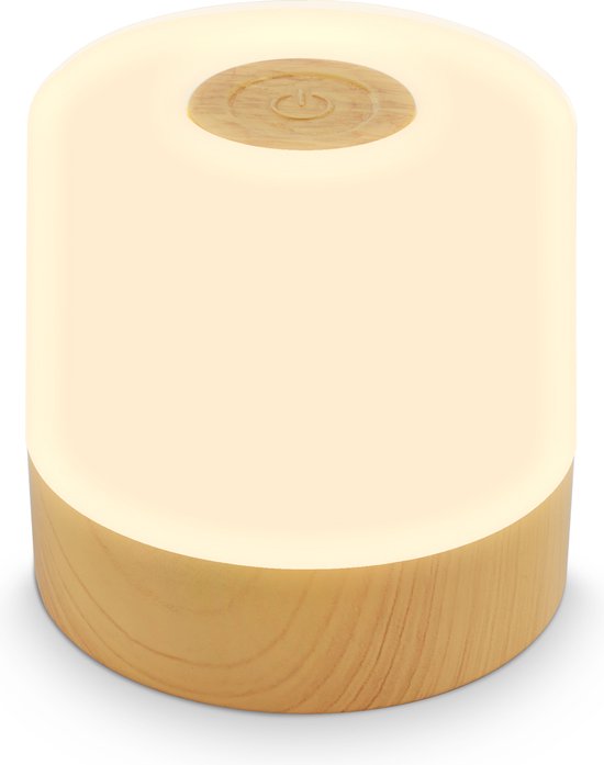 BK Licht - Mini lampe de table rechargeable - avec USB-C - sans fil - dimmable - lampe d'extérieur - 7x7 cm - couleur bois