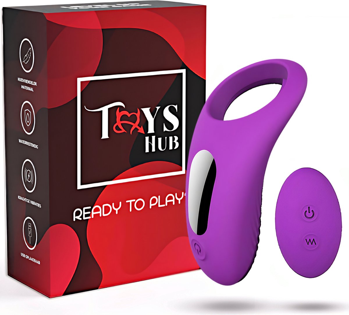 Toys Hub® Cockring Vibrerend met Afstandsbediending & Opbergzakje - Incl. E-BOOK - Met Clitoris Stimulator - 9 Vibraties - Siliconen - Sex Toys voor Koppels - Couples - Penisring - Man