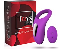 Toys Hub® Cockring Vibrerend met Afstandsbediending & Opbergzakje - Incl. E-BOOK - Met Clitoris Stimulator - 9 Vibraties - Siliconen - Sex Toys voor Koppels - Couples - Penisring - Man