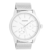 OOZOO Timepieces - Zilverkleurige horloge met zilverkleurige metalen mesh armband - C9663