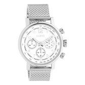 OOZOO Timepieces - Zilverkleurige horloge met zilverkleurige metalen mesh armband - C10900