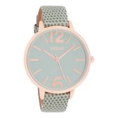 OOZOO Timepieces - Rosé goudkleurige horloge met groene leren band - C9152