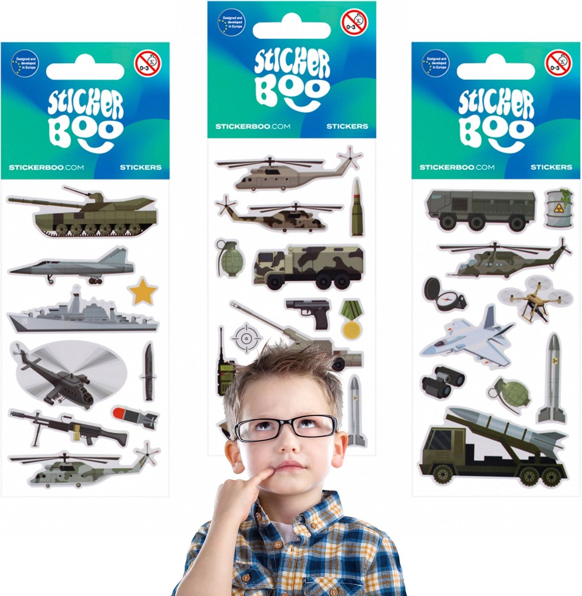 Sticker Set met Militaire Voertuigen, Stickers voor Jongens