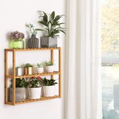 Bamboo Bathroom Rack with 3 Adjustable Shelves Wall Mounted or Freestanding Living Room Hallway or Kitchen 60 x 15 x 54 cm Natural