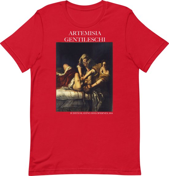 Artemisia Gentileschi 'Judith onthoofdt Holofernes' ("Judith Slaying Holofernes") Beroemd Schilderij Hoodie | Unisex Premium Kunst Hoodie | Rood | XL