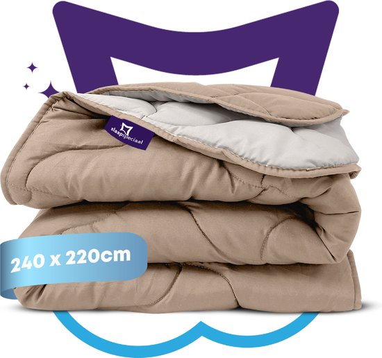 Slaapspeciaal Zomerdekbed - eazydekbed ® Series Taupe/Creme - Dekbed zonder overtrek | 240x220 cm - 30 dagen proefslapen - Hoesloos dekbed - Bedrukt dekbed zonder overtrek - Dekbed in kleur - Gekleurd dekbed - Lits Jumeaux Dekbed