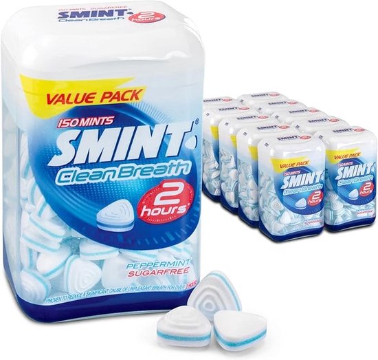 Smint clean breath peppermint bottle 10 doosjes a 150 stuks 105 gr