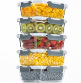 Stosh Meal Prep Bakjes - Vershoudbakjes - Diepvriesbakjes - Luchtdicht - 5 Stuks - 1L - BPA Vrij - Glas