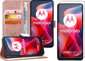 Étui adapté pour Motorola Moto G24 - Glas Protecteur d'écran - Wallet Book Case Or Rose