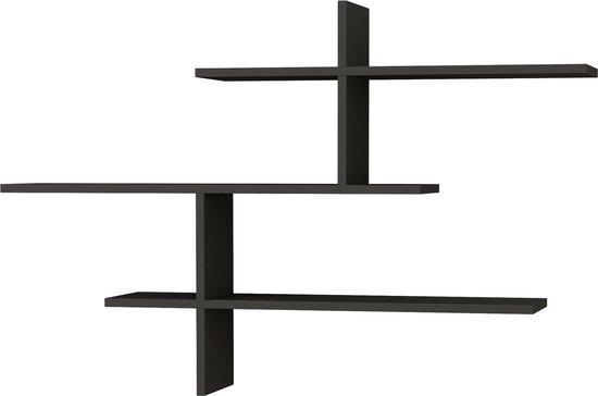 Leo Étagère murale | 100 % MÉLAMINE | Anthracite - Asir Group - Tablettes murales - Anthracite - Panneaux de particules - Tablettes murales
