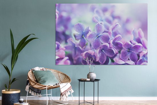 Tableau sur toile Gros plan de fleurs violettes de lilas - 150x100 cm - Décoration murale