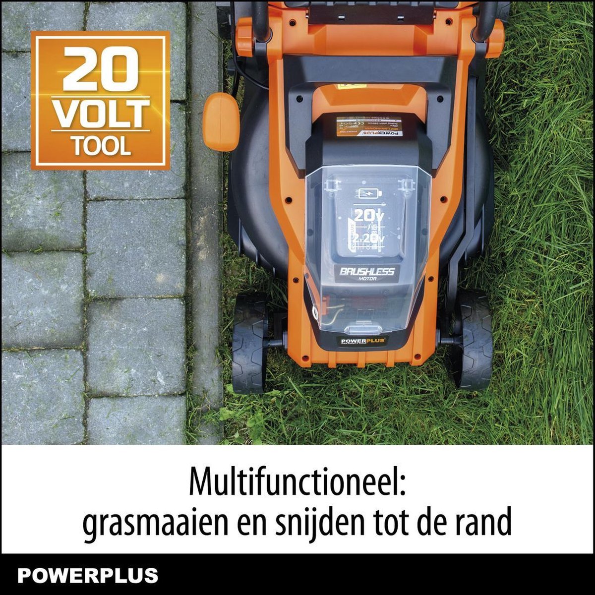 Dual Power Accu-grasmaaier POWDPGLWS1 - 20 V, 340 mm Ø grasmaaier, met accu en lader, met 30 L grasopvangbak en achteruitworp – foto 2