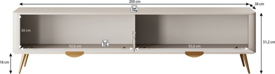 Meubella - Meuble TV Lima - Beige - 200 cm