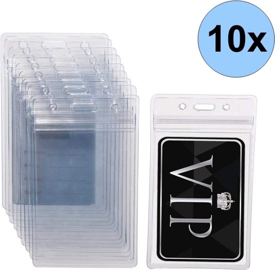 Horizontale vinyl badgehouder met gele strip (100 stuks