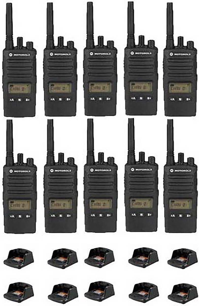 Set van 10 Motorola XT460 IP55 PMR446 Portofoon met tafellader