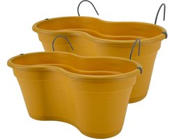 Balkon bloembak Hangbak Compleet - Okergeel - 37 x 20 x 17 cm - 2 Stuks