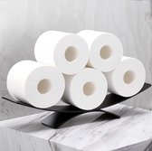 Toiletpapierhouder, staand toiletpapieropslag, roestvrij staal, toiletpapierhouder, 6 rollen, toiletpapier op mat zwart