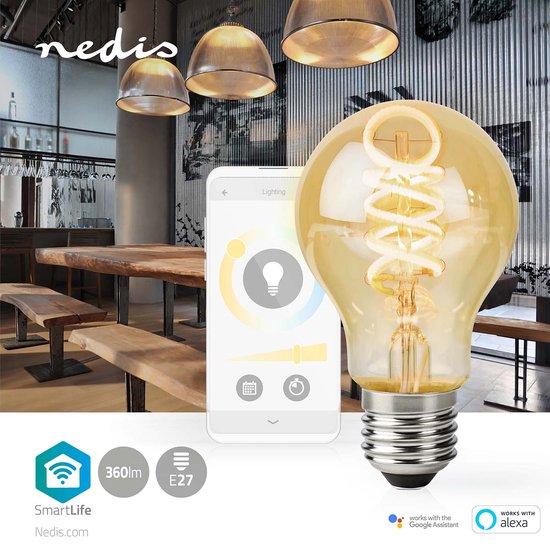 Bundelpakket | 5 stuks | Wi-Fi Filament LED Lamp spiraal | 1800K - 6500K | 5W | E27
