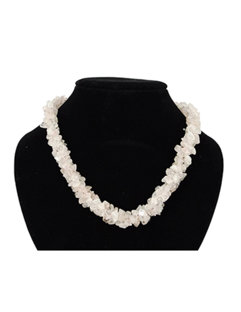 Ruben Robijn - Roze kwarts cluster ketting