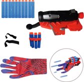 Web Shooter incl. Handschoen, 5 Dartkoppen en 15 Zuignapdarts - Gebaseerd op Spiderman - Launcher - Speelgoed voor Kinderen - Voor Buiten en Binnen