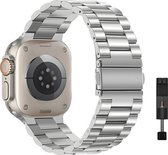 Innerlight® Metal Apple Watch Band - Argent - 44 mm - Bracelet à maillons en acier inoxydable - Bracelet de montre en acier inoxydable - Acier inoxydable - Bracelet de montre - Convient pour Apple Watch Series 1/2/3/4/5/6/SE /7