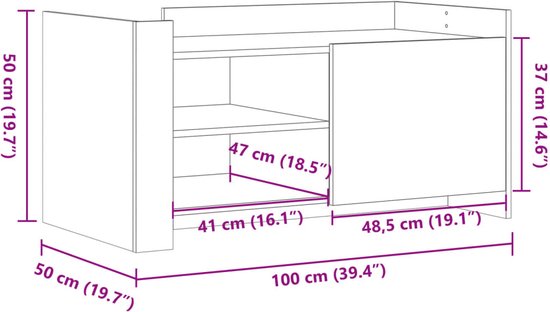 vidaXL Salontafel 100 x 50 x 50 cm en bois traité noir - Table basse - Tables basses - Table d'appoint - Table de canapé