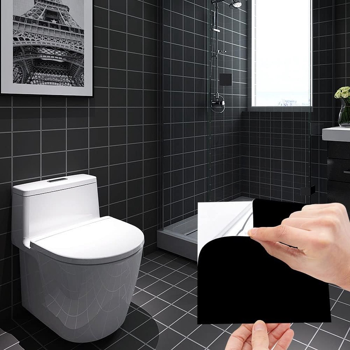 MONT KIARA Zwart Muursticker waterdicht oliebestendig verwijderbaar voor keuken en badkamer woondecoratieTegelstickers, 15 x 15 cm, 20 stuks