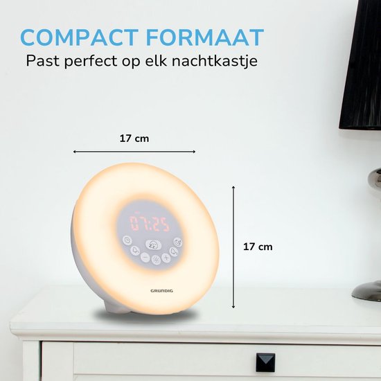 Grundig Wake Up Light - Wekkerradio - Bluetooth Speaker - AUX En USB Natuurgeluiden Wit