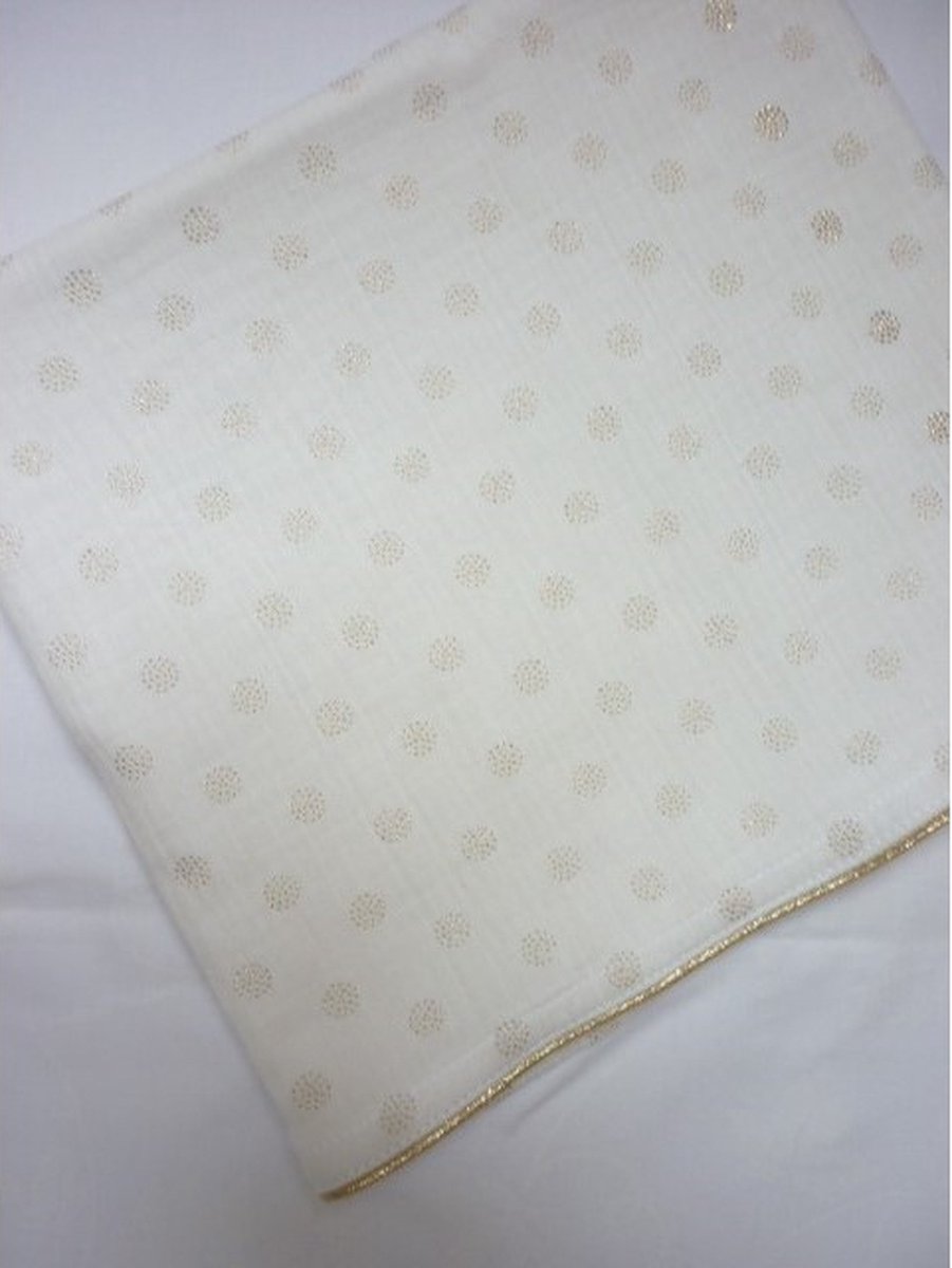 Oogappel Cottonsoft Gold Dots Ledikantlaken 100x150 cm- Offwhite-Goud