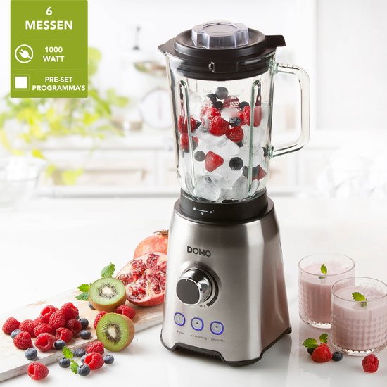 DOMO DO710BL Blender - 1,5L - 1000 W - Glazen Kan - Smoothie Maker van Domo — afbeelding 2