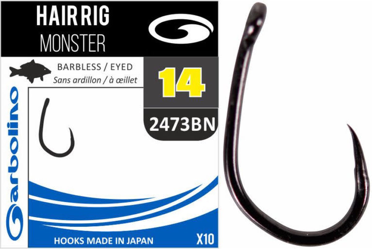 Garbolino Hair Rig Monster Eyed - Barbless (10 pcs) - Maat : 14