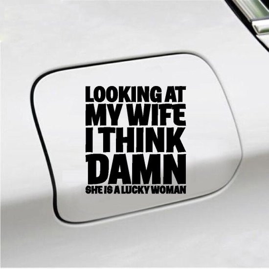 Autocollant pour pare-chocs - Je regarde ma femme - 11x12 - Zwart
